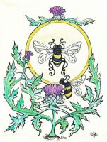 Thistle and Bees Nouveau